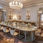 Gedeckter Tisch im eleganten Nymphenburgzimmer des Vier Jahreszeiten Kempinski in München