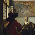 Gemälde von Johannes Vermeer (1632–1675), Officer and Laughing Girl, ca. 1657 in der Frick Collection New York