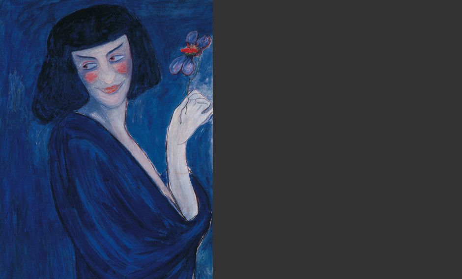 Gemälde von Marianne von Werefkin, "Der Tänzer Alexander Sacharoff" in der Ausstellung "Die Blauen Reiterinnen" im Museum Wiesbaden