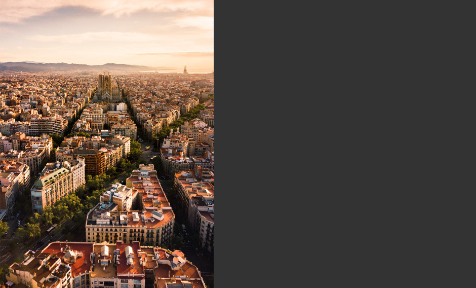 Barcelona Luftaufnahme mit Blick auf den Innenstadtbereich von Barcelona