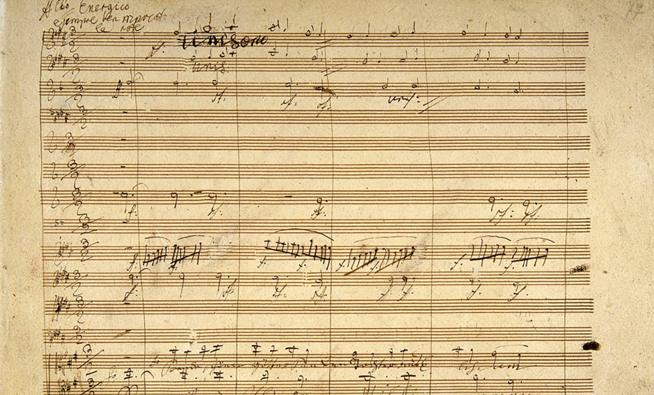 03 Bonn, Ludwig van Beethoven, Sinfonie Nr. 9, op. 125, Seite aus dem 4. Satz: 