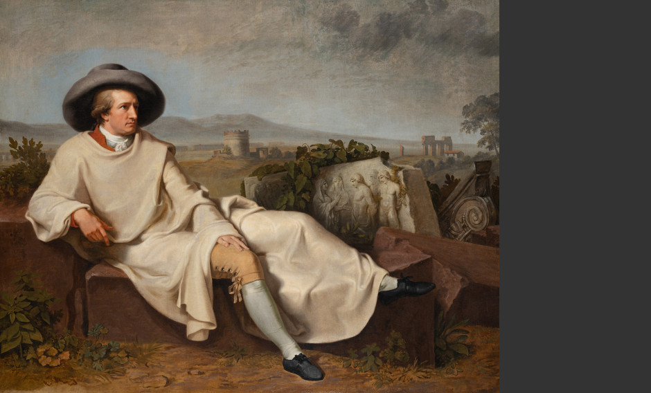 Ölgemälde von Johann Heinrich Wilhelm Tischbein (1751–1829), Goethe in der römischen Campagna, 1787    