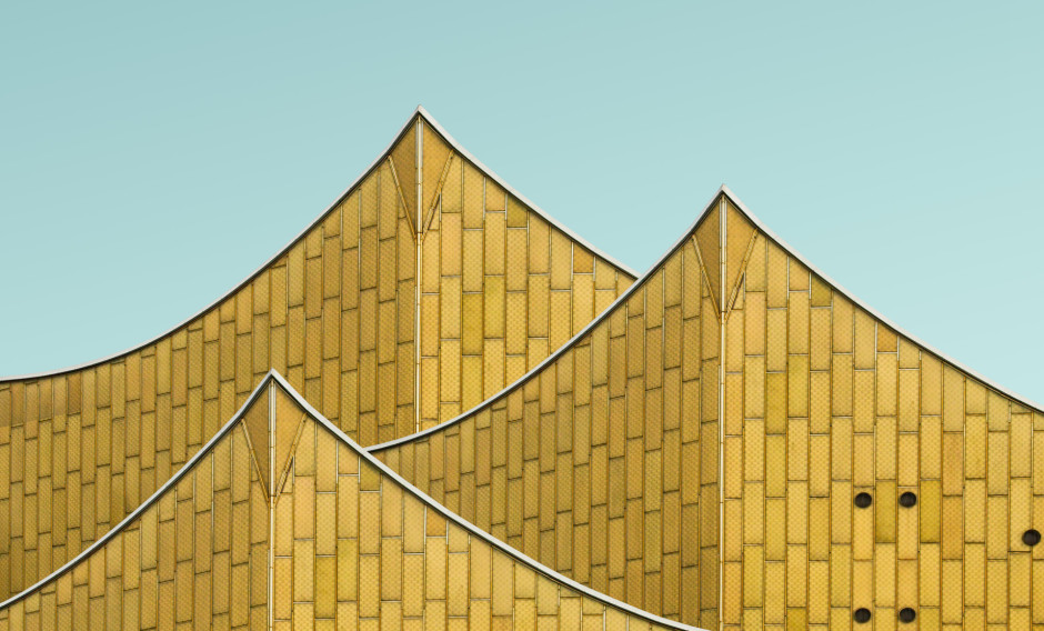 Ausschnitt der markanten Dachkonstuktion der Philharmonie Berlin