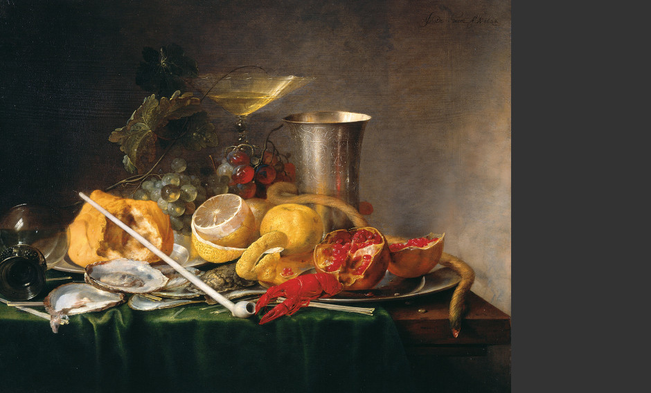 Gemälde in der Residenzgalerie Salzburg, Jan Davidsz de Heem, Stillleben, Frühstück mit Champagnerglas    
