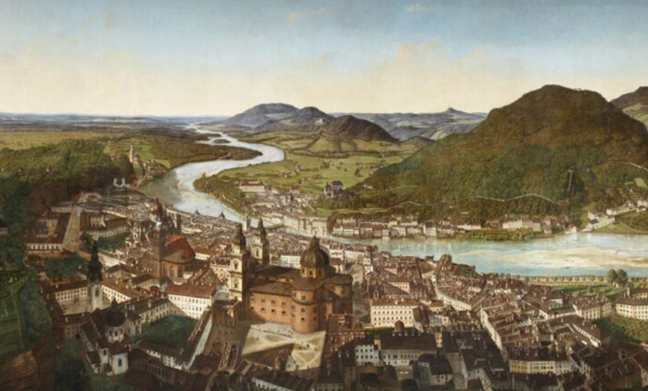 Ausschnitt aus dem berühmten Salzburg-Panorama von Johann Michael Sattler