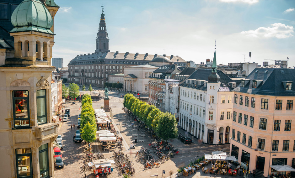 Kopenhagen Blick auf eine belebte Straße in der Innenstadt Kopenhagens