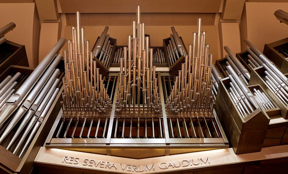 Nahaufnahme der Orgel im Gewandhaus Leipzig