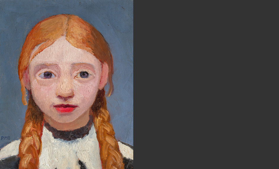 Museum Wiesbaden, Gemälde von Paula Modersohn-Becker, Kopf eines blonden Mädchens mit Zöpfen    