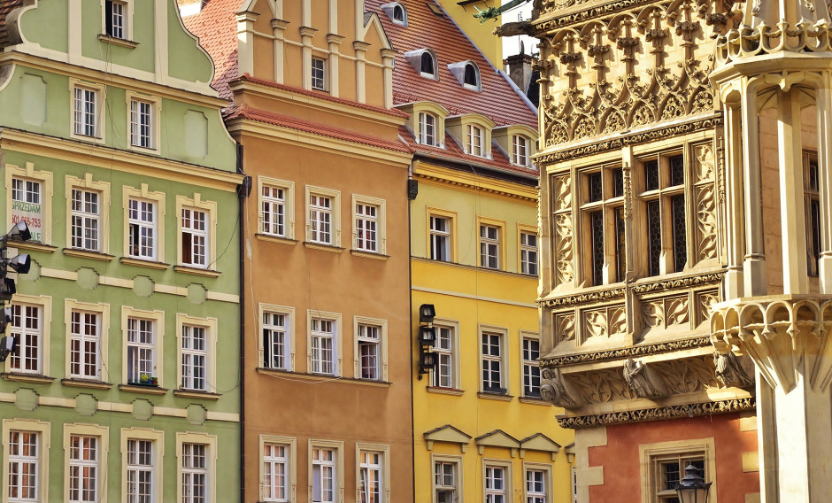 Breslau Reich verzierte Fassaden am Marktplatz in Breslau