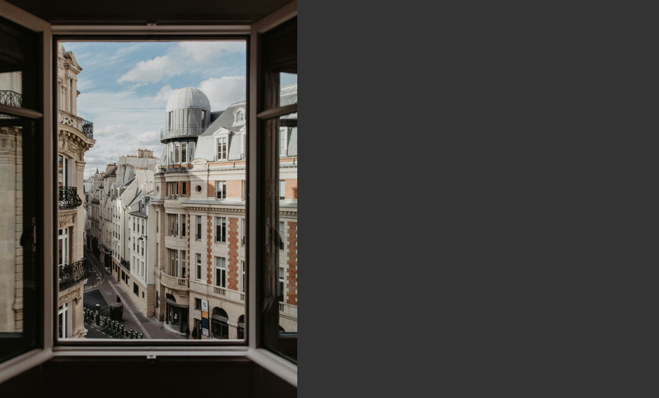 Paris Blick aus einem Fenster auf das Quartier Latin in Paris