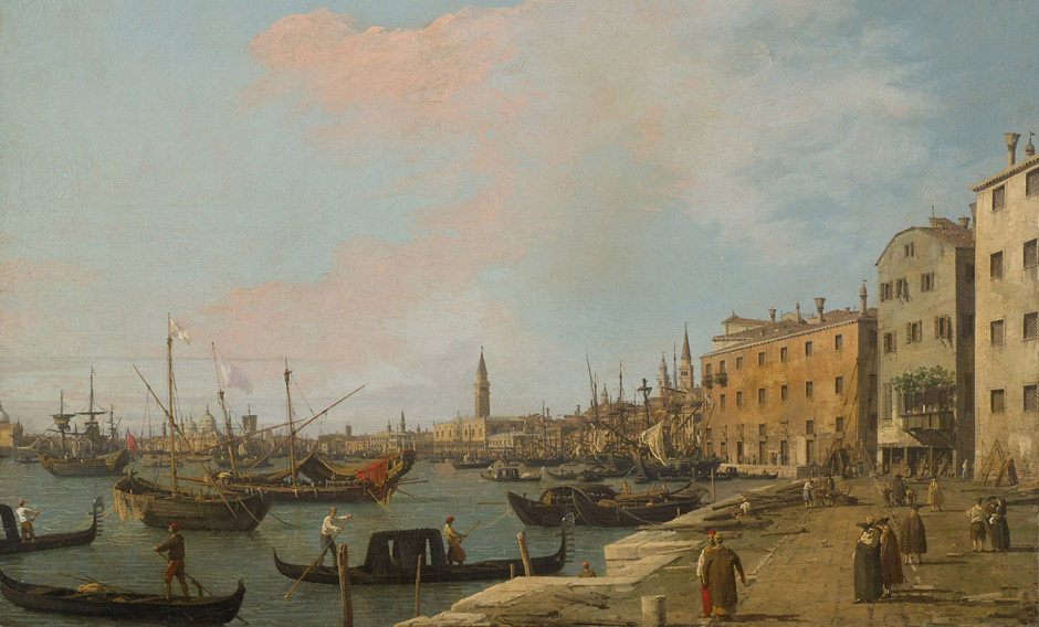 Gemälde in der Ausstellung des Kunsthistorischen Museums Wien, "Die Riva degli Schiavoni in Venedig", Antonio Canal, gen. Canaletto, 1724/30