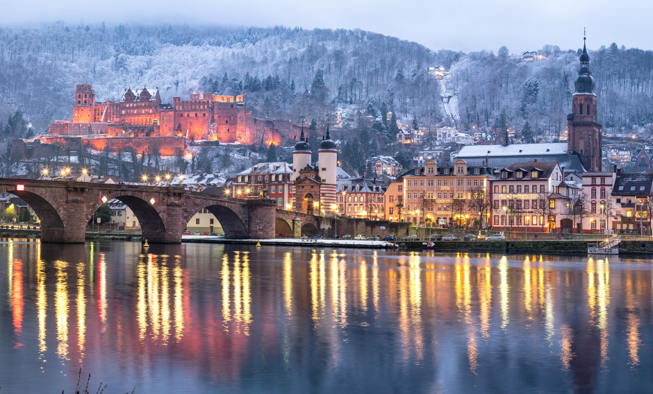 Silvester Ettlingen Stadtansicht winterliches Heidelberg