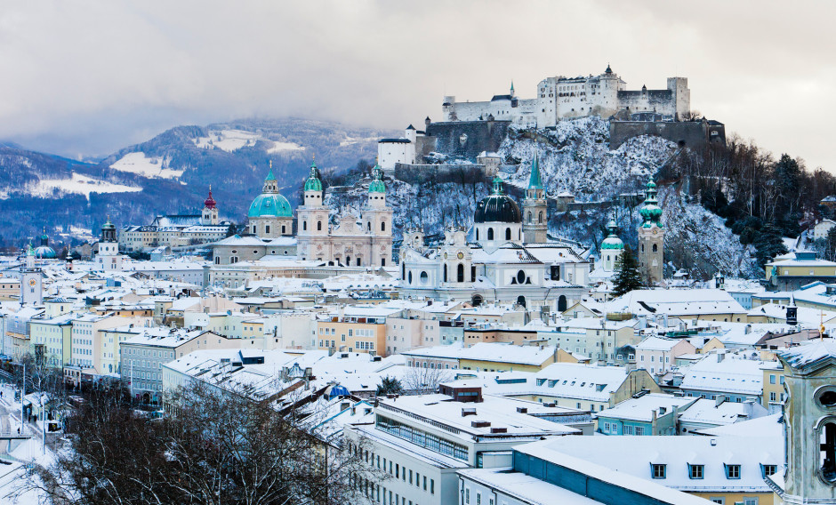 Salzburg Stadtansicht von Salzburg im Winter