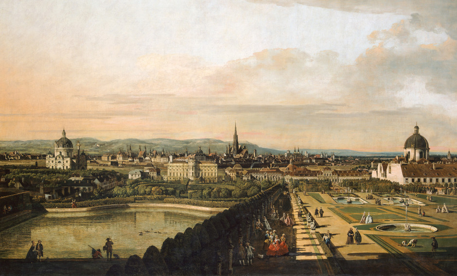Gemälde in der Ausstellung des Kunsthistorischen Museums Wien, "Wien, vom Belvedere aus gesehen", Bernardo Bellotto, 1759/60