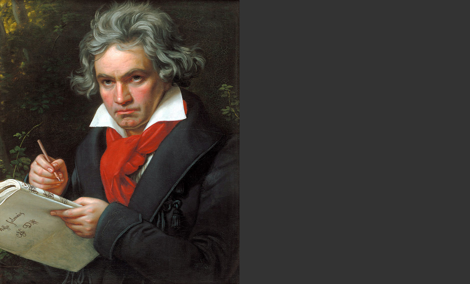 Ludwig van Beethoven 09: Portrait Beethovens mit der Partitur zur Missa Solemnis, Gemälde von Joseph Karl Stieler, 1820: