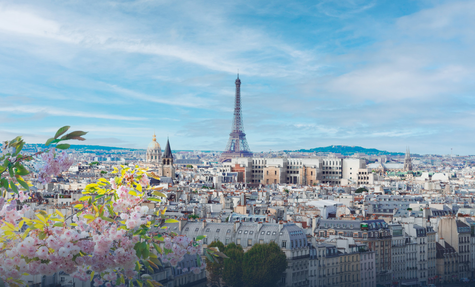 Paris mit Eiffelturm im Frühling
